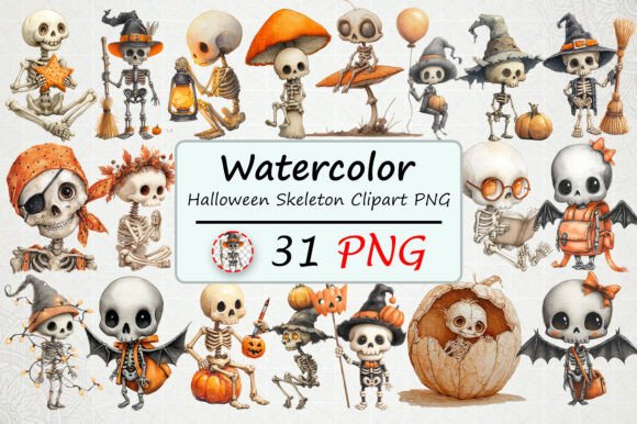 Download Halloween Skeleton Clipart PNG - Premium Bundle