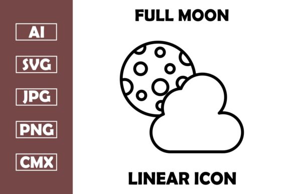Download Full Moon Vector Line Icon - Vector Collection