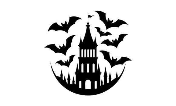 Download Halloween Castle with Bats Silhouette - Bats silhouette Collection