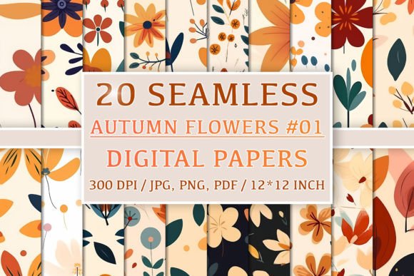 Download 20 Seamless Autumn Flower Patterns #1 - 20 seamless autumn flower patterns Collection