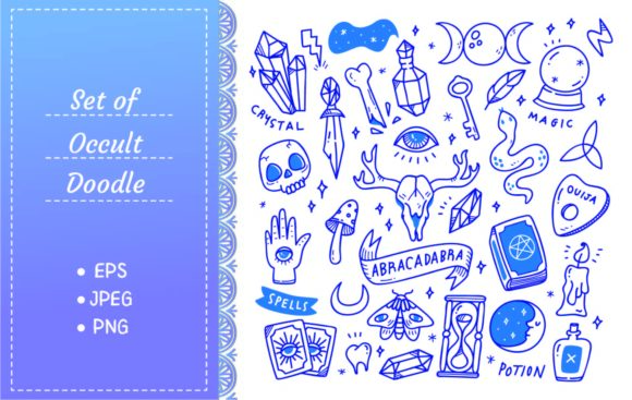 Download Set of Occult Doodles, Mystical Object - Mystical Collection