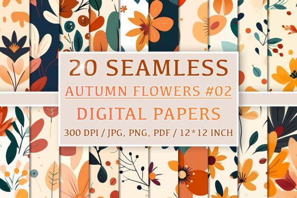 Download 20 Seamless Autumn Flower Patterns #2 - 20 seamless autumn flower patterns Collection