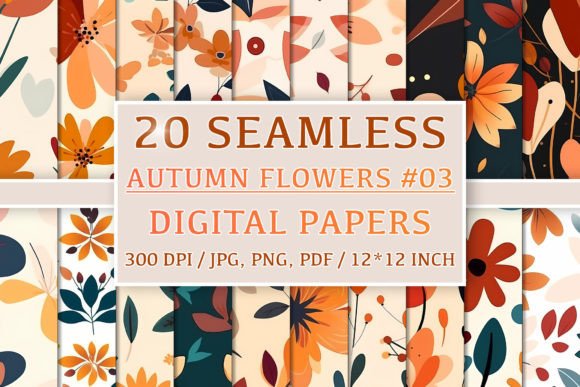 Download 20 Seamless Autumn Flower Patterns #3 - 20 seamless autumn flower patterns Collection