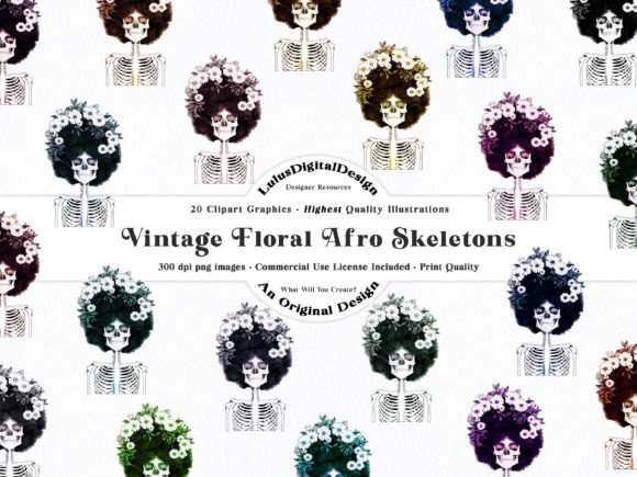 Download Halloween Afro Skeleton Clipart Set - Premium Resources