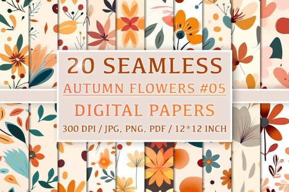 Download 20 Seamless Autumn Flower Patterns #5 - 20 seamless autumn flower patterns Collection