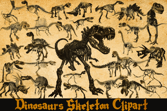 Download Vintage Dinosaurs Skeleton Clipart - Premium Resources