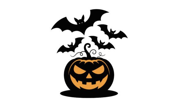 Download Halloween Pumpkin with Bats Silhouette - Bats silhouette Collection
